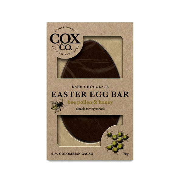 COX CO. EGG BAR 60% Dark Chocolate Bee Pollen & Honey 140g