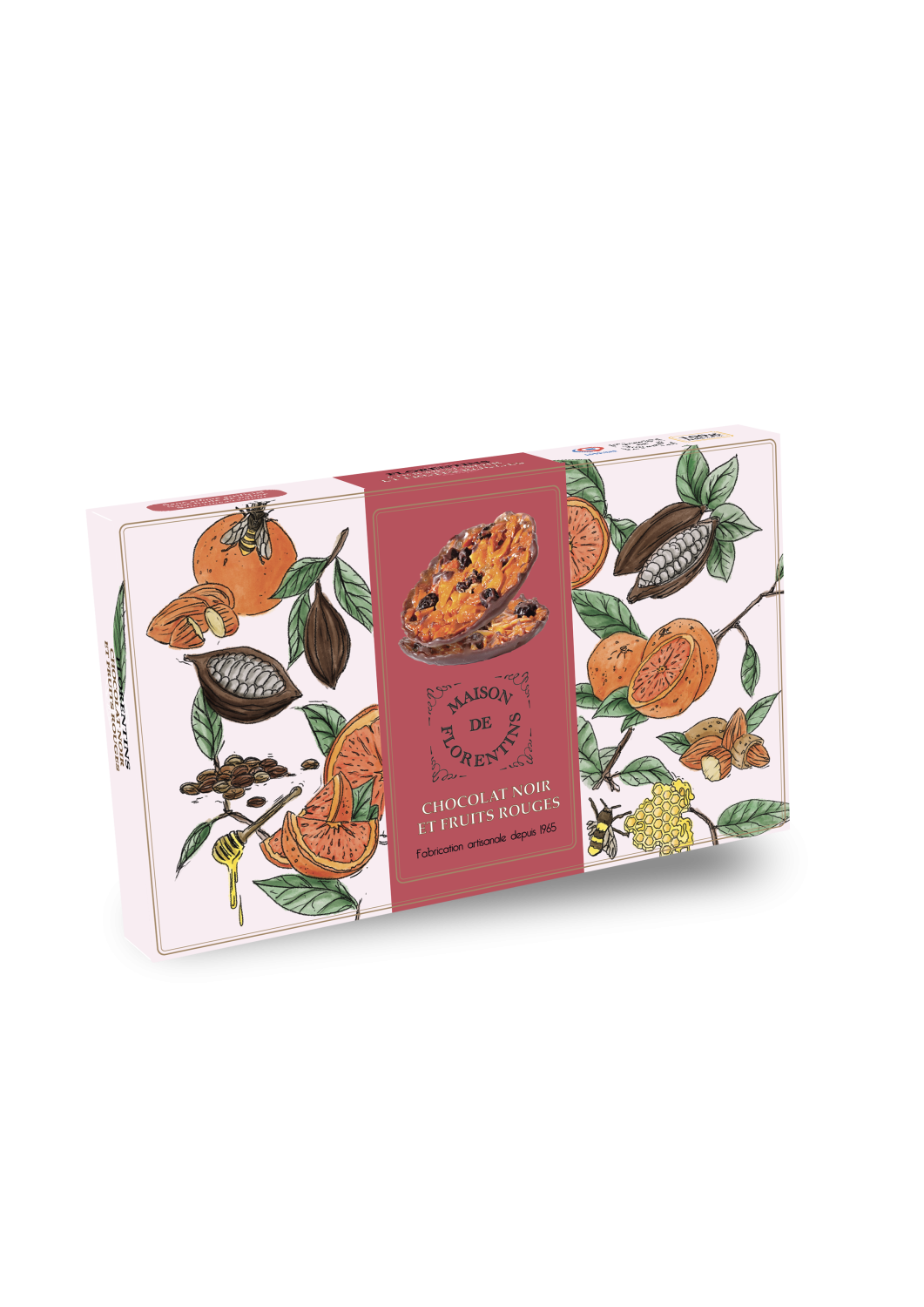 Maison de Florentins Red Fruit and Dark Chocolate Florentines 100g box