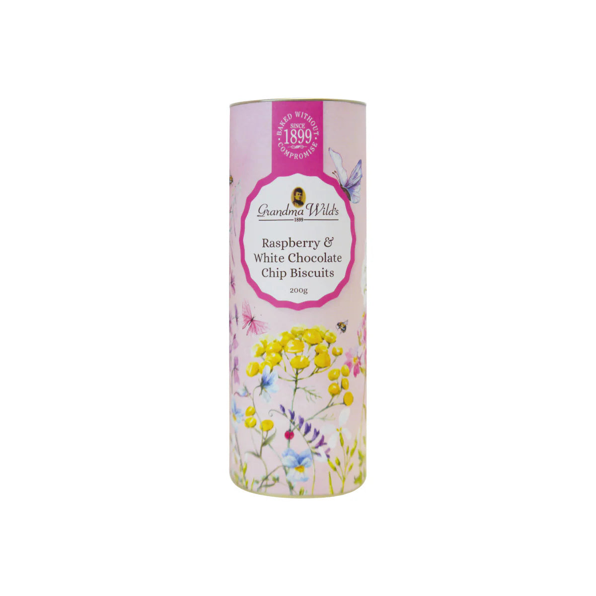 Grandma Wild's Wildflower Meadow Tube Raspberry & White Choc Chip Biscuits 200g