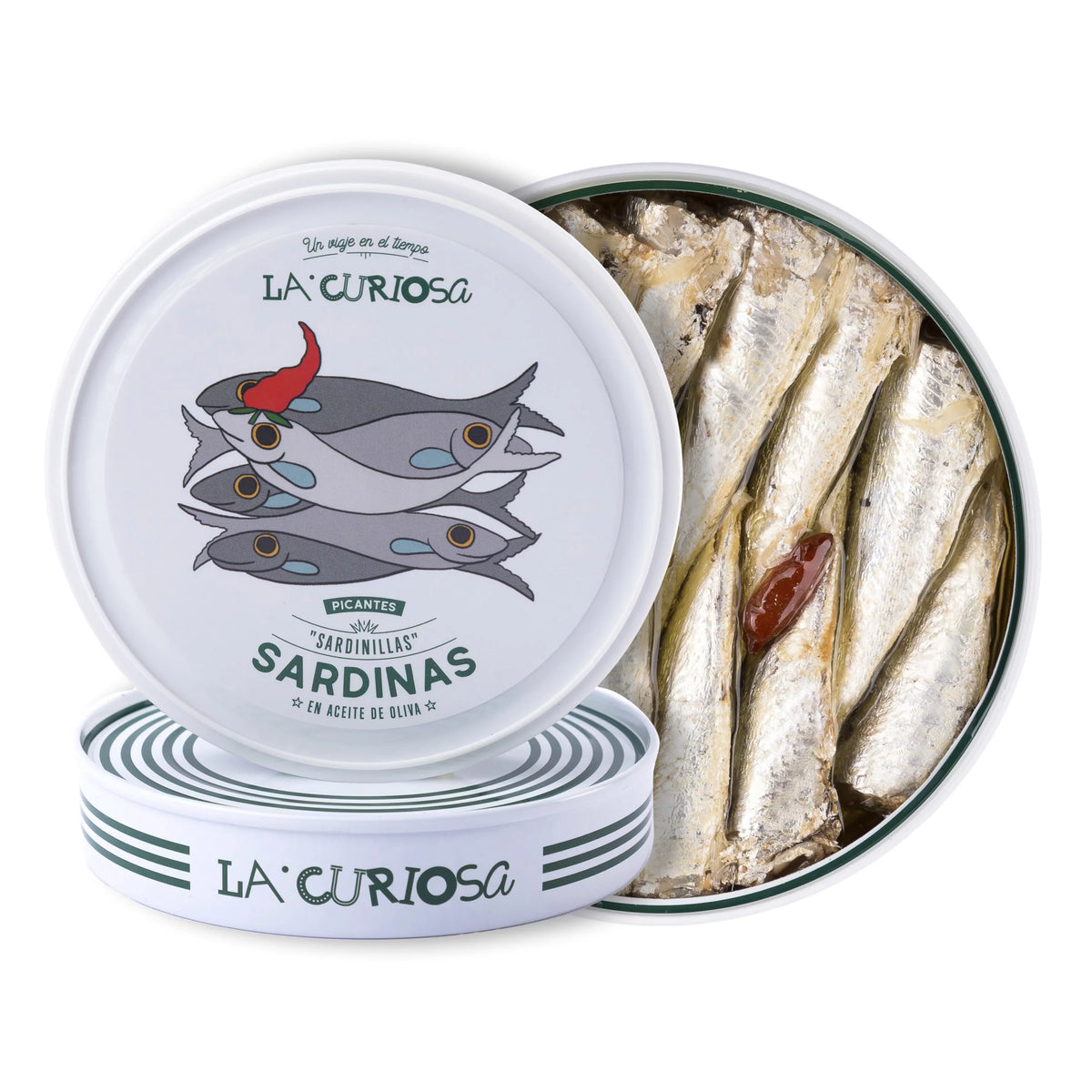 La Curiosa Small Spicy Sardines in Olive Oil 10/14 Pieces 120g Tin