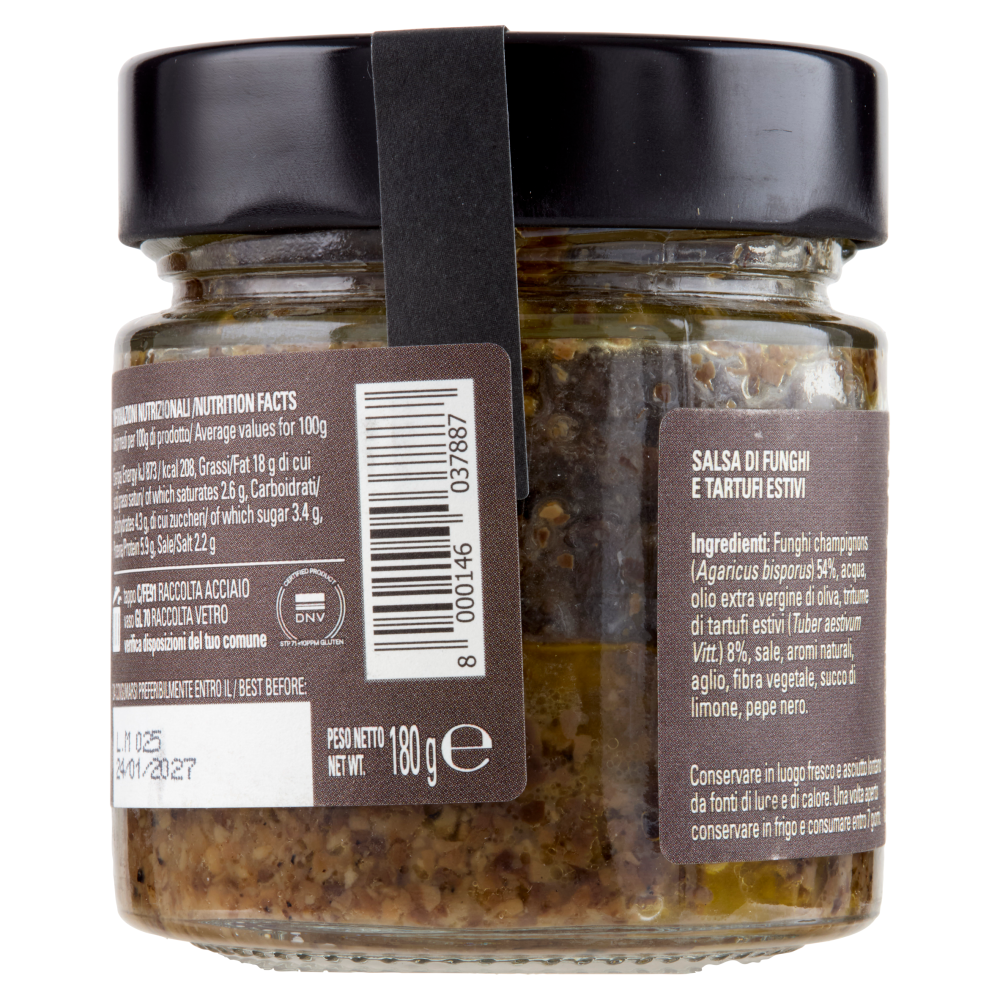 Urbani Mushroom & Truffle Sauce 180g original label, barcode 8000146037887