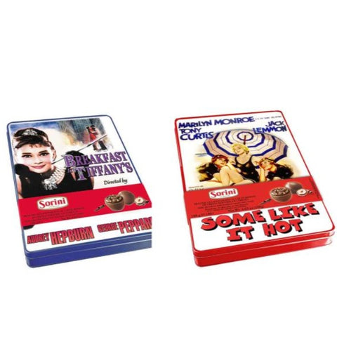 SORINI Breakfast at Tiffany's & Some Like it Hot Tins (Filled with Chocolates filled with Hazelnut Cream and Cereals) 188g
