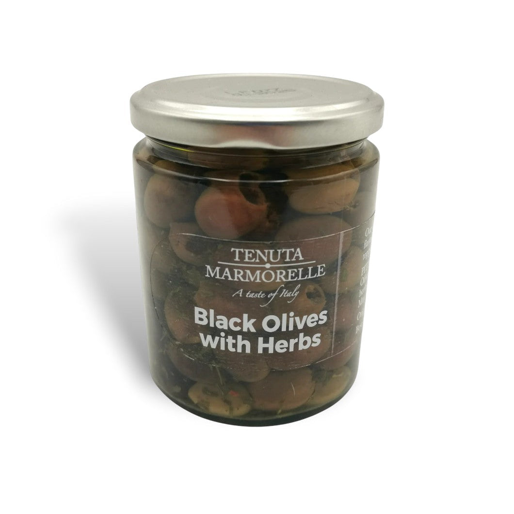 Tenuta Marmorelle Pitted Black Olives with Herbs in Oil 314ml