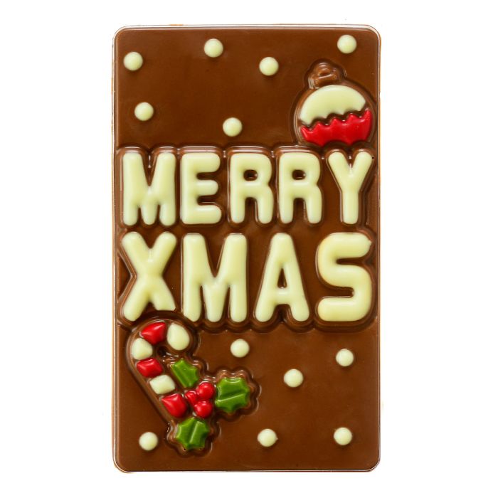 Chef du Chocolat Milk Chocolate Merry Christmas Chocolate Bar