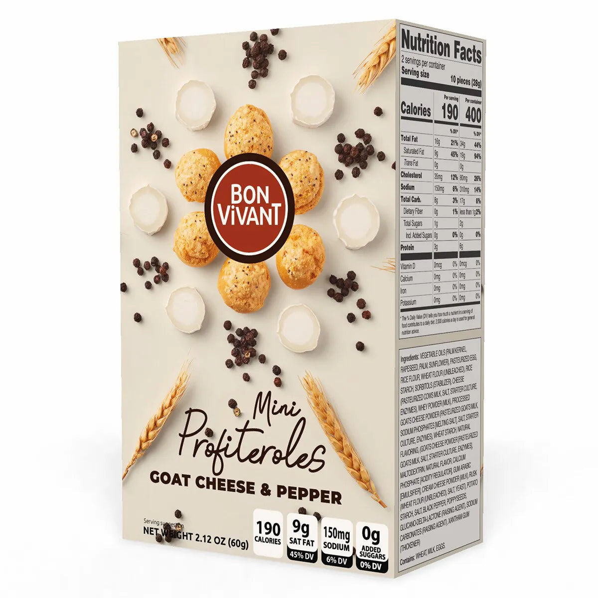 Bon Vivant Goat’s Cheese & Pepper Filled Profiteroles 60g
