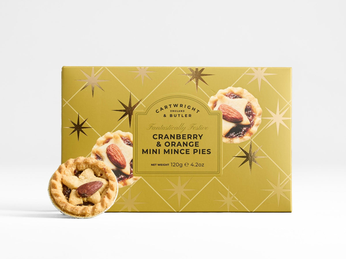 Cartwright & Butler Christmas Cranberry & Orange Mini Mince Pies Carton 120g