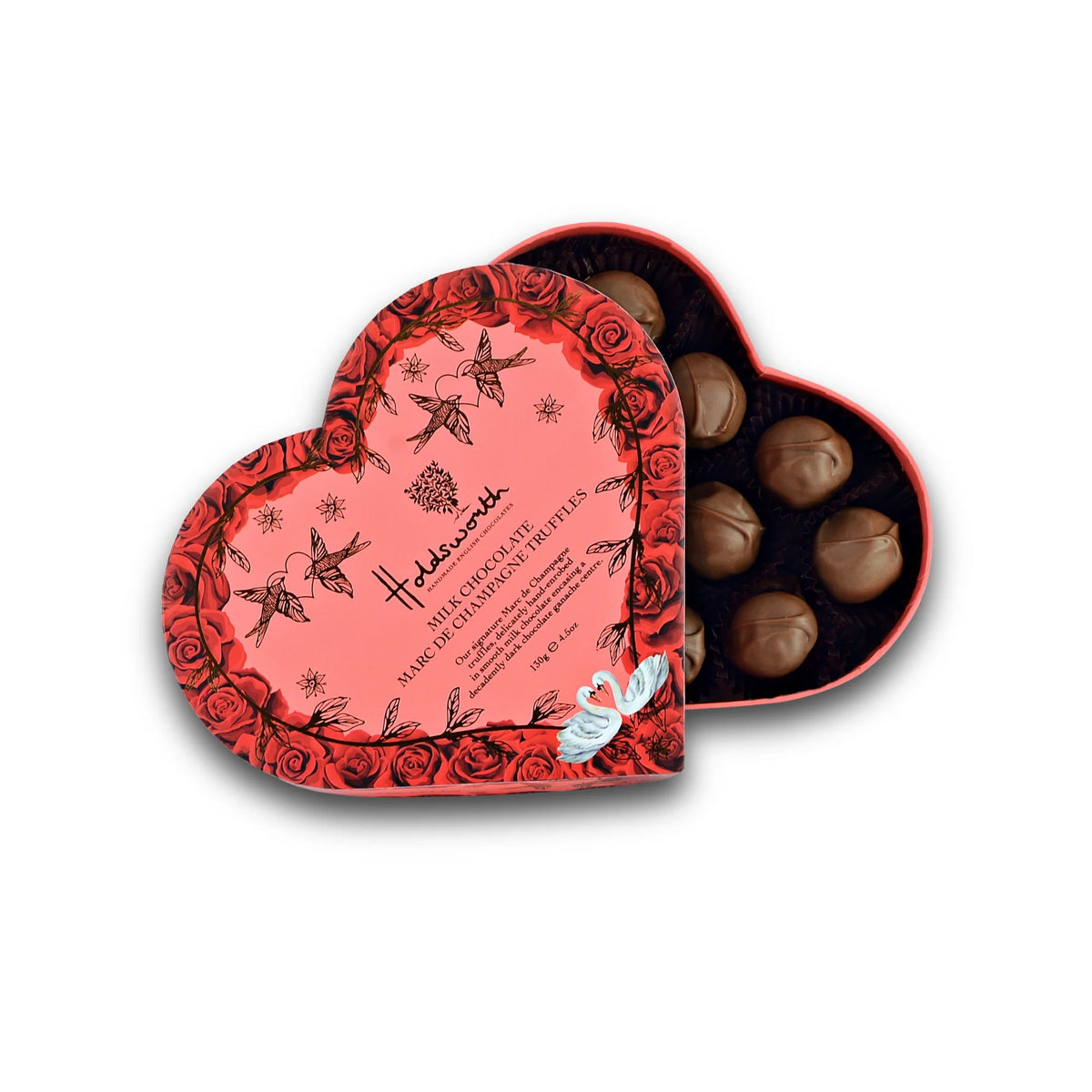 HOLDSWORTH Marc de Champagne Chocolate Truffles Heart Box 130g