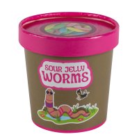Meadowberry Sour Jelly Worms Bug Pot 130g with pink lid