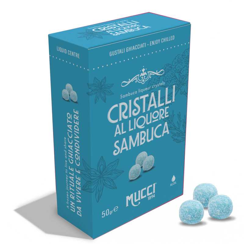 Mucci Cristalli Sambuca liqueur sweets in the 50g box