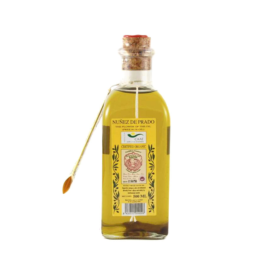 Núñez de Prado organic Flor de Aceite extra virgin olive oil 500ml glass bottle