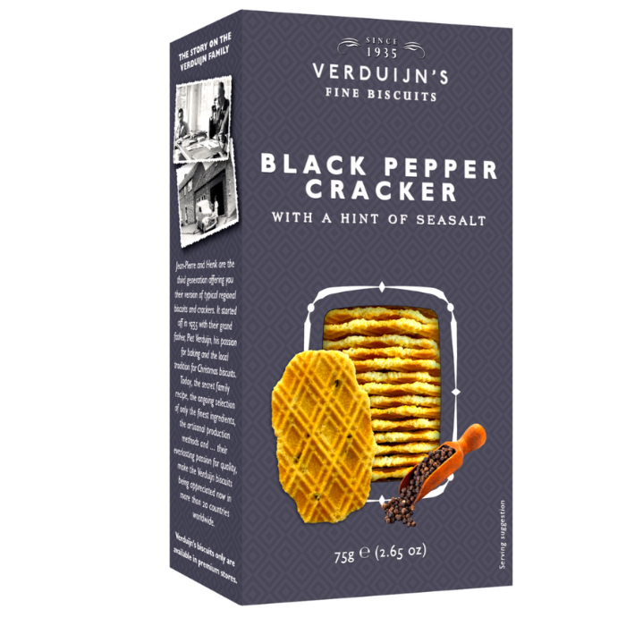 Verduijn’s Black Pepper Crackers with Sea Salt 75g