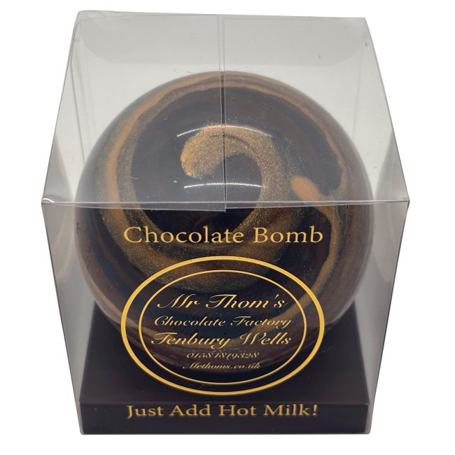 Mr Thom's Dark Chestnut Hot Chocolate Bomb Gift Box 80g — exact supplier pack photograph