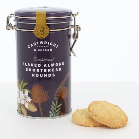 CARTWRIGHT & BUTLER Flaked Almond Shortbread Rounds Tin 200g