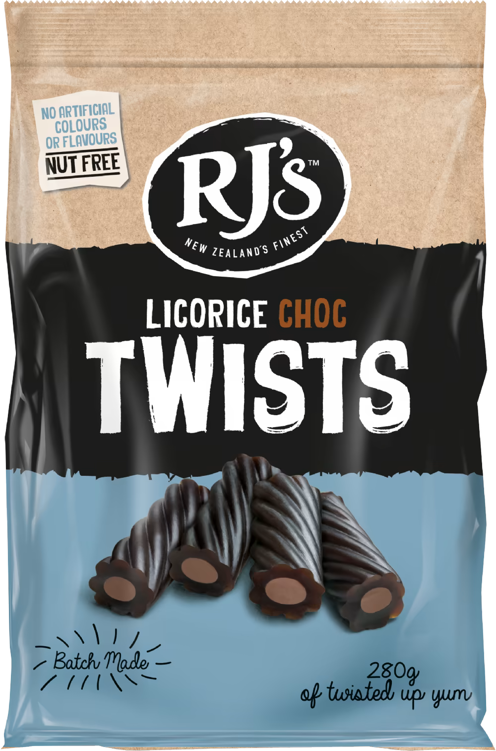RJ’s Licorice Choc Twists 280g