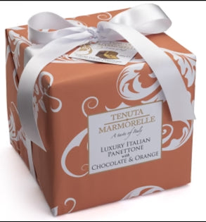 TENUTA MARMORELLE Hand Wrapped Luxury Italian Panettone with Chocolate & Orange 500g