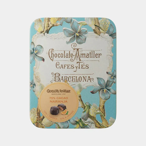 Amatller Flors Chocolate Orange Tin 72g