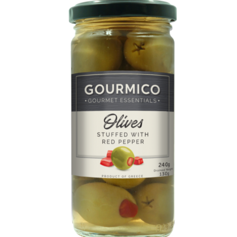 GOURMICO Green Olives stuffed with Red Pepper 240g