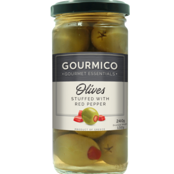 GOURMICO Green Olives stuffed with Red Pepper 240g