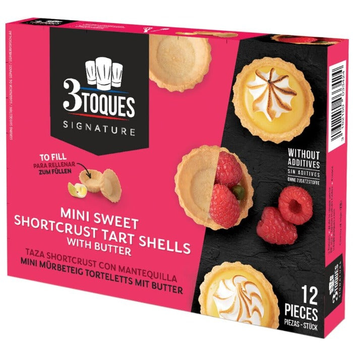 3 TOQUES 12 Mini Sweet Shortcrust Tart Shells 72g