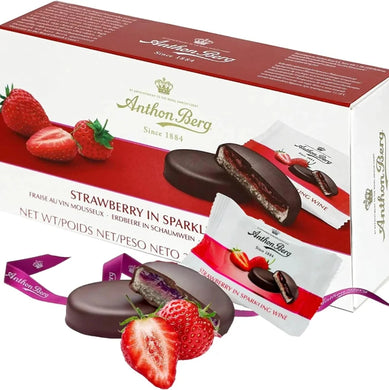 ANTHON BERG Strawberry in Sparkling Wine Dark Chocolate Covered Marzipan 220g