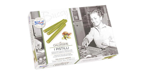 BUSSY Le Cialdissime I Pistilli 24 Rolled Wafers filled with pistachio cream 120g