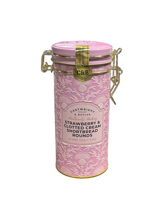 CARTWRIGHT & BUTLER Strawberry & Clotted Cream Shortbread Rounds in Tin 180g