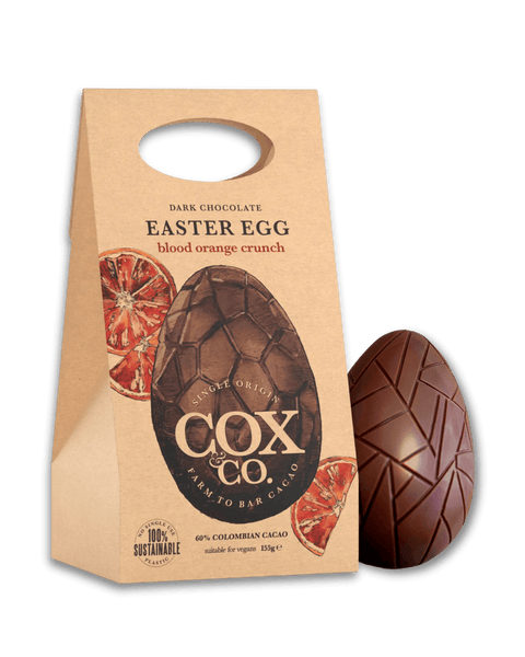 COX CO. 60% Blood Orange Crunch Dark Chocolate Egg 155g