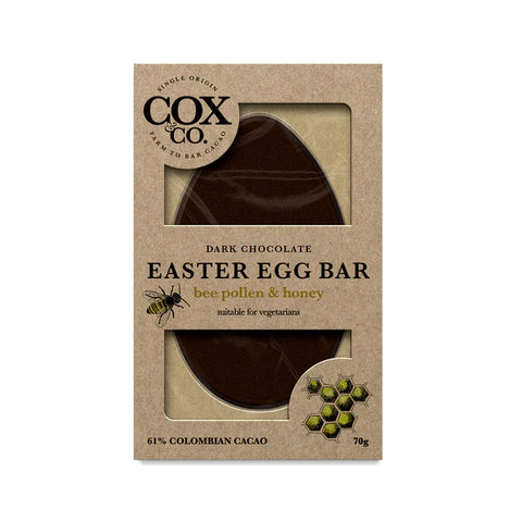 COX CO. EGG BAR 60% Dark Chocolate Bee Pollen & Honey 140g