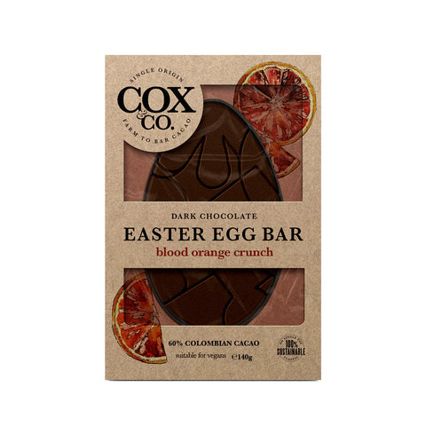 COX CO. EGG BAR 60% Dark Chocolate Blood Orange Crunch 140g