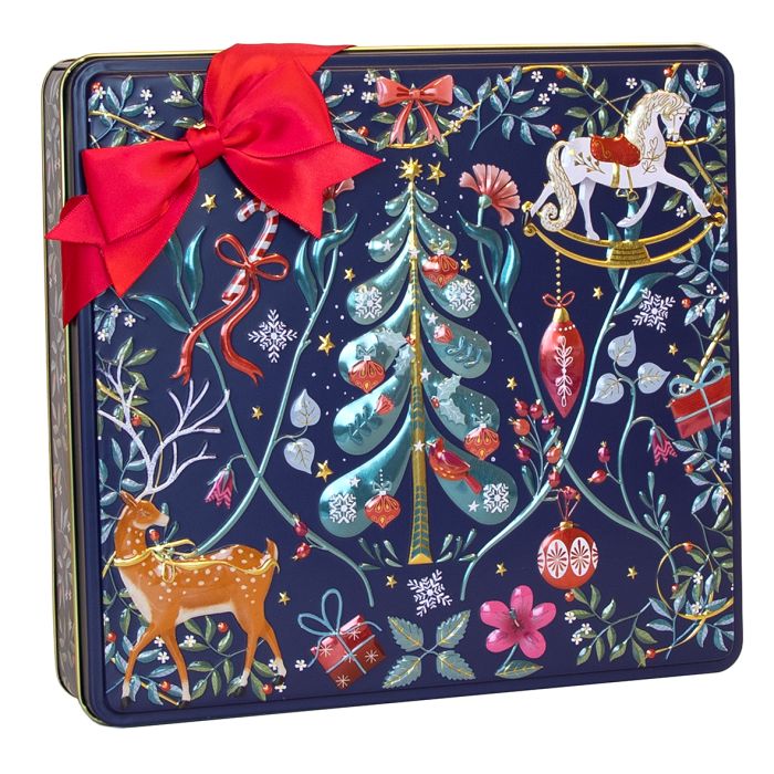 Silver Crane Scandi Christmas Belgian Chocolate Biscuits Tin