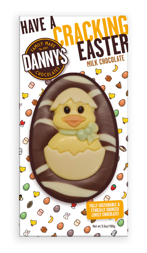 DANNY'S CHOCOLATES Have a Cracking Easter Chick Plaque Swirl Bar 100g