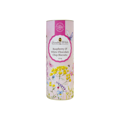 GRANDMA WILD's Wildflower Meadow Tube Raspberry & White Choc Chip Biscuits