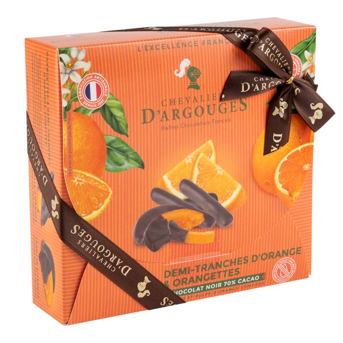 Les Chevaliers d’Argouges Candied Orange Peels & Slices Coated in Dark Chocolate