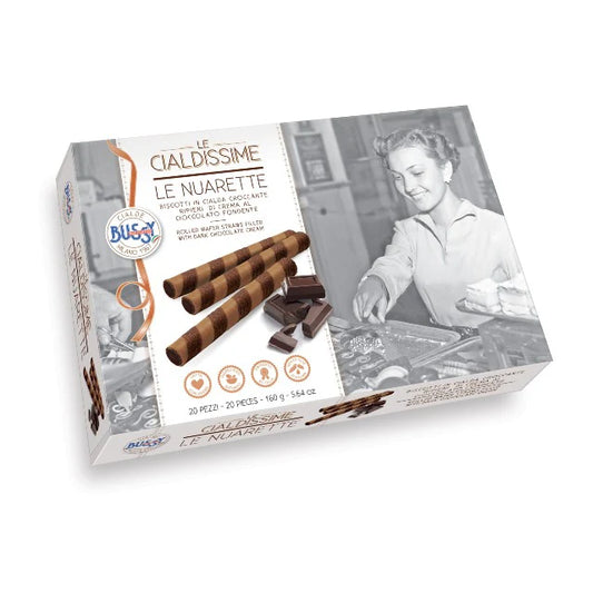 BUSSY Le Cialdissime  Le Nuarette Rolled wafer straw with dark chocolate cream 160g