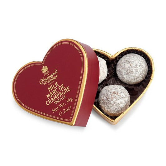 CHARBONNEL ET WALKER Milk Marc De Champagne Chocolate Truffles Red Mini Heart 34g
