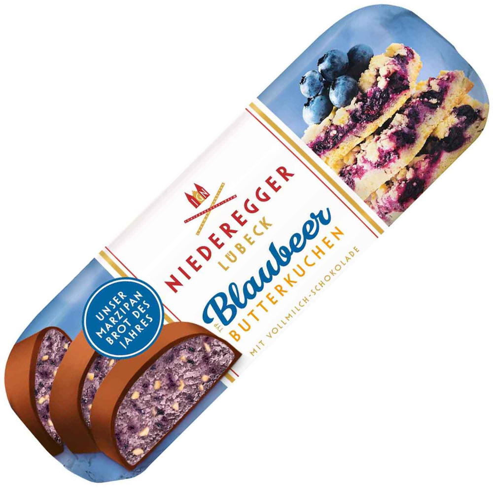 Niederegger Blueberry Butter Cake Marzipan Loaf 125g current branded packaging