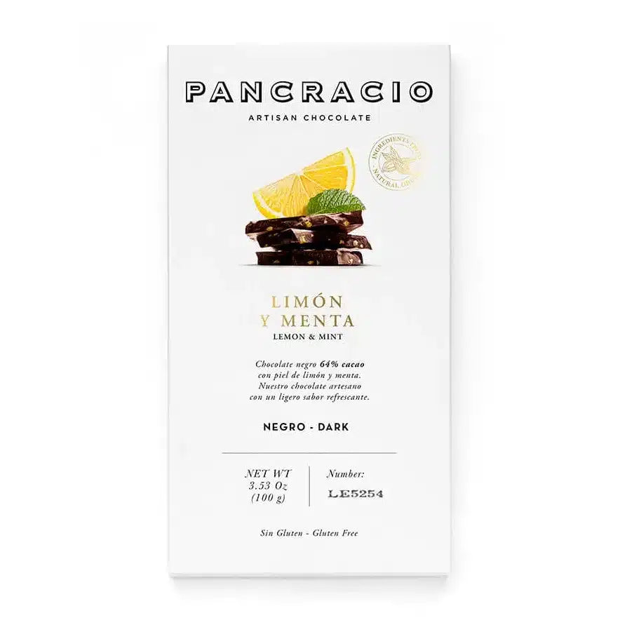 PANCRACIO Lemon & Mint - 64% Dark Chocolate 100g Bar