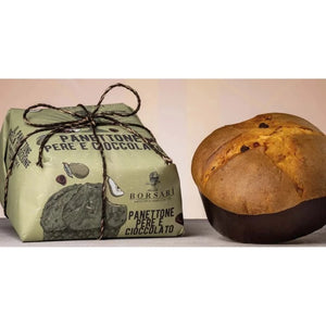 BORSARI Pear and Chocolate Chip Hand Wrapped Panettone 500g