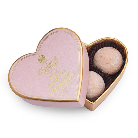 CHARBONNEL ET WALKER Pink Marc de Champagne Chocolate Truffles – Pink Mini Heart 34g