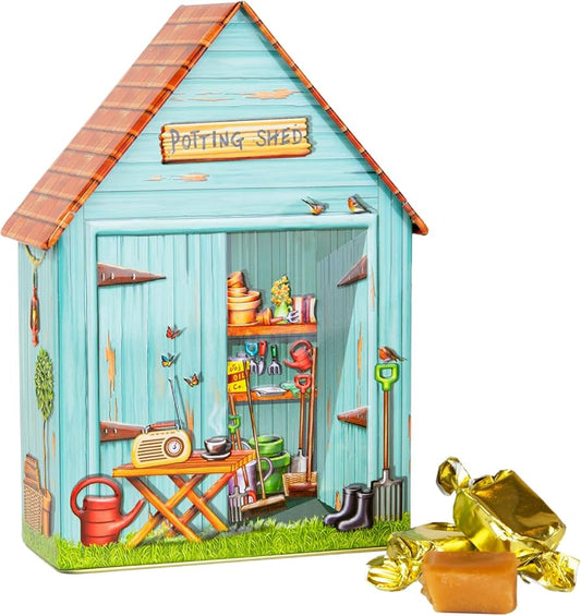 SILVER CRANE - Small Garden Shed Toffee Tin  200g