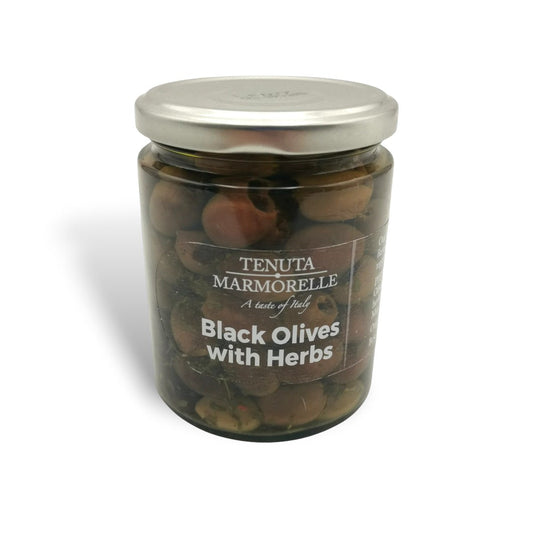 TENUTA MARMORELLE Pitted Black Olives with Herbs in Oil 314ml