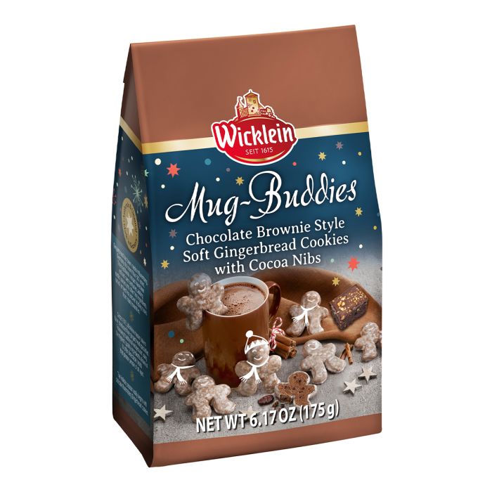 Wicklein Mug Buddies Chocolate Brownie Style Soft Gingerbread Cookies with Cocoa Nibs