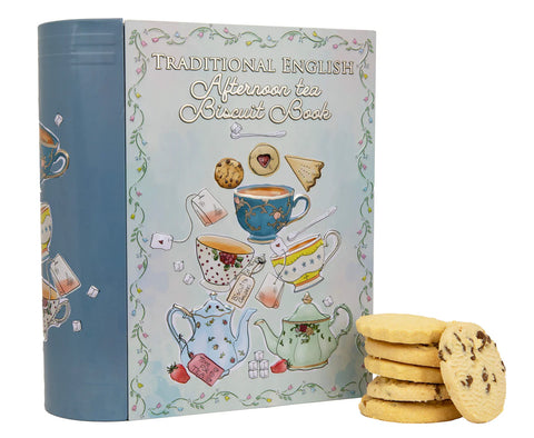 SILVER CRANE Afternoon Tea Biscuit Book with Assorted Shortbread Tin 450g