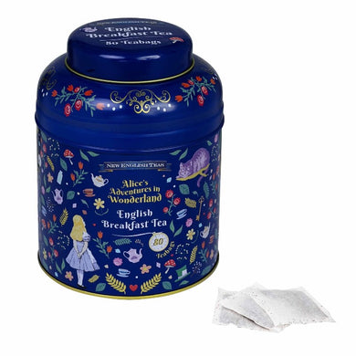 NEW ENGLISH TEAS E B/fast Alice/Wonderland Caddy 80 T/B 160g