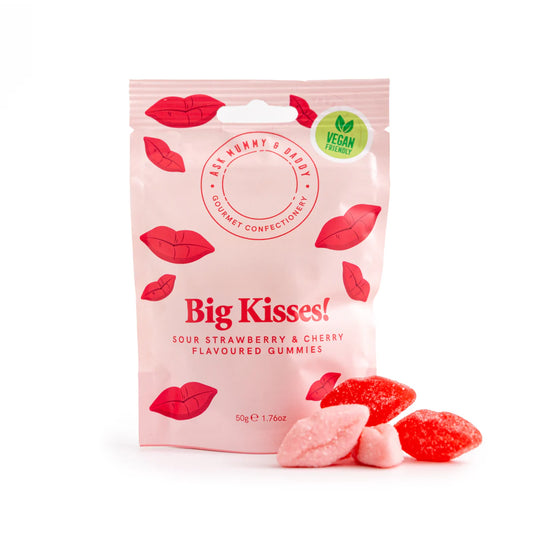 ASK MUMMY & DADDY - Big Kisses Vegan Strawberry & Cherry Gummies 50g