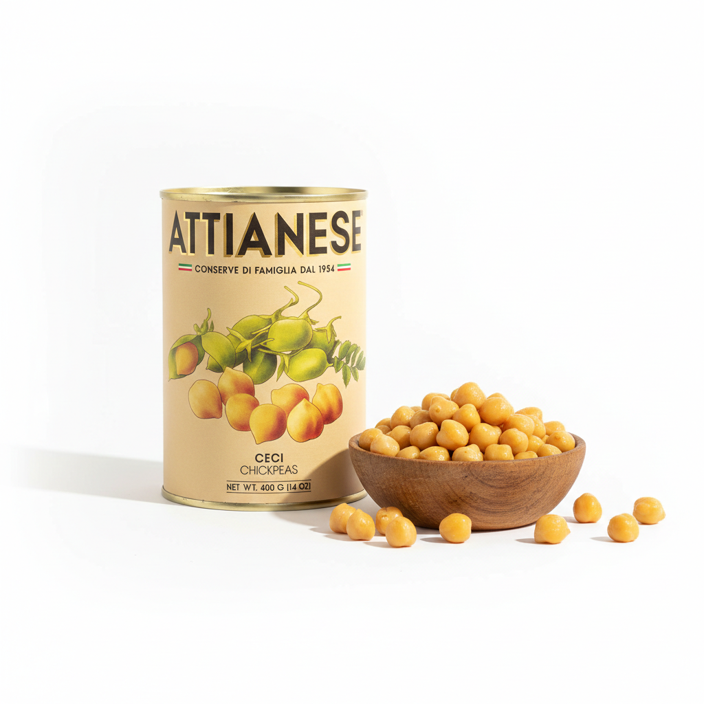 Attianese Ceci Chickpeas 400g tin and serving bowl