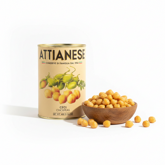 Attianese Ceci Chickpeas 400g tin and serving bowl