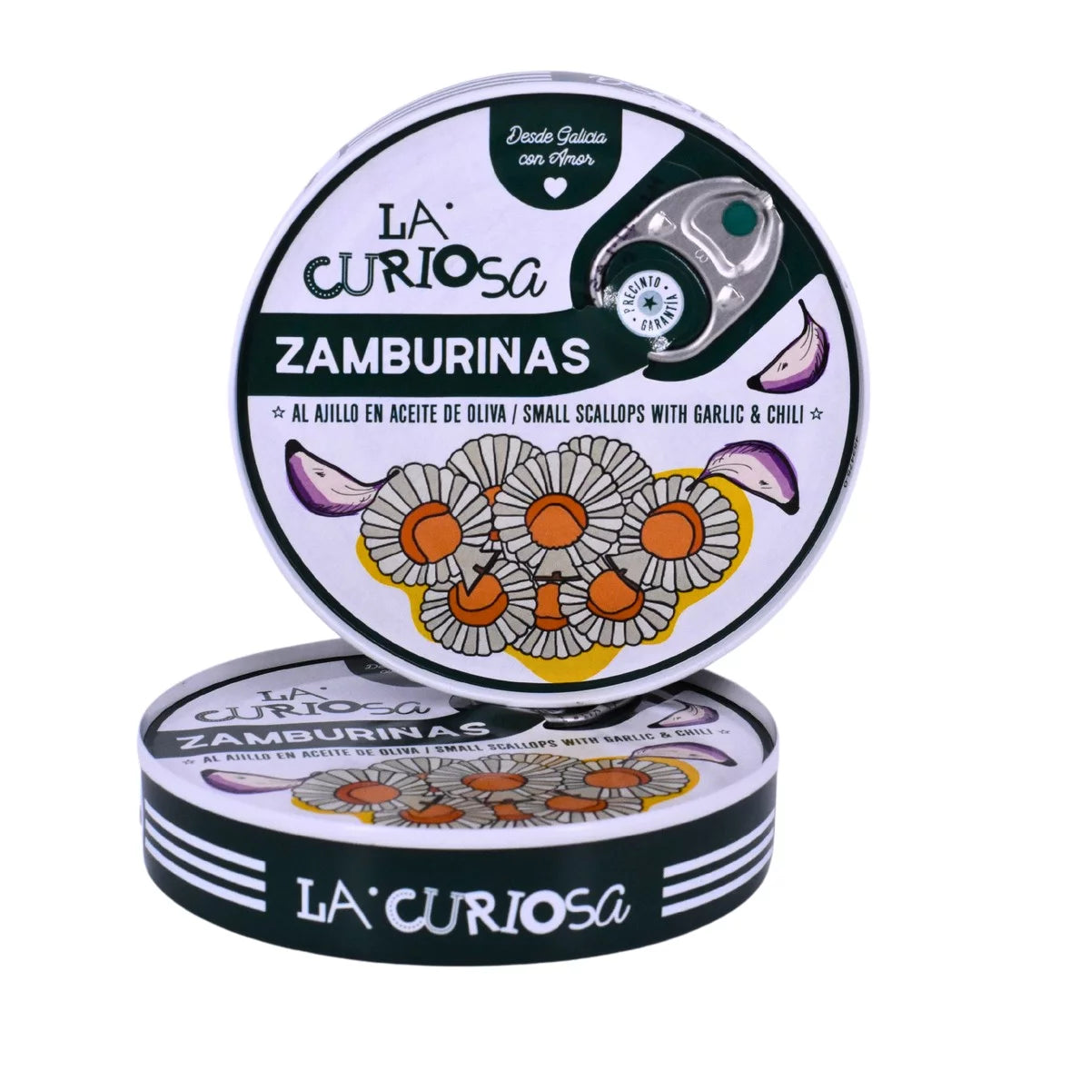 La Curiosa Scallops in Spicy Olive Oil & Garlic 120g Tin