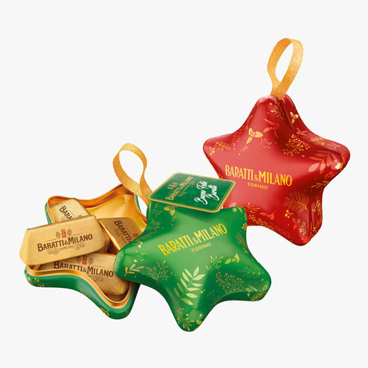 Baratti & Milano Star Tree Decorations filled with Gianduja