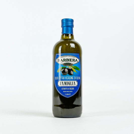 Barbera Famiglia 1 litre extra virgin olive oil blue-labelled glass bottle